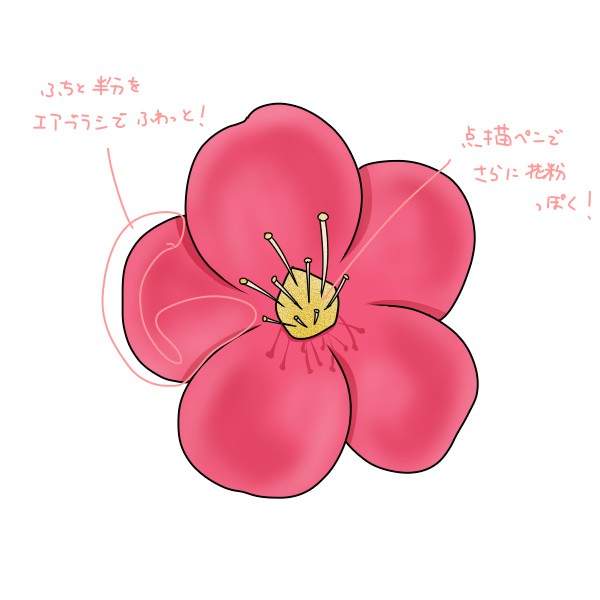 簡単な梅の花の描き方 - もちまるのブログ