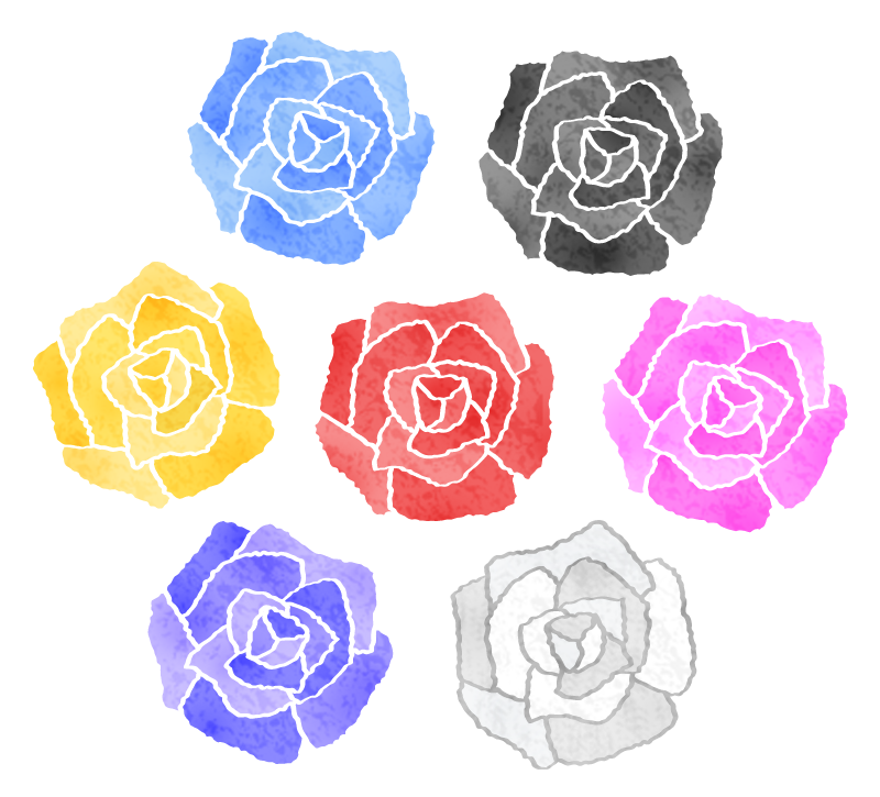 色々な色の薔薇（バラ）の無料イラスト | フリーイラスト素材集 ジャパクリップ